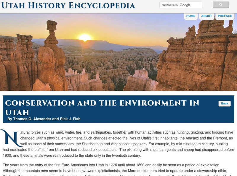 Uen: Utah History Encyclopedia: Conservation and the Environment in Utah Primary Uen: Utah History Encyclopedia: Conservation and the Environment in Utah Primary