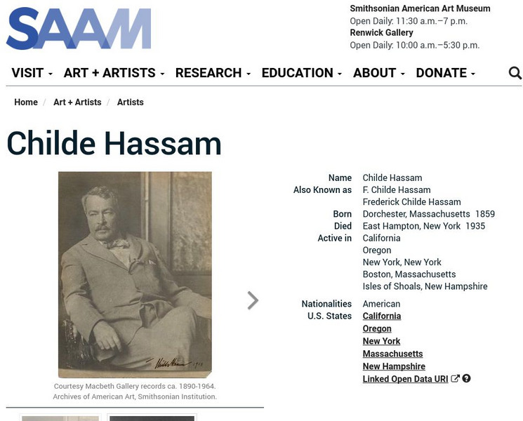 Smithsonian American Art Museum: Childe Hassam Handout Smithsonian American Art Museum: Childe Hassam Handout