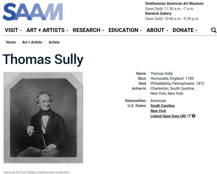 Smithsonian American Art Museum: Thomas Sully Handout Smithsonian American Art Museum: Thomas Sully Handout