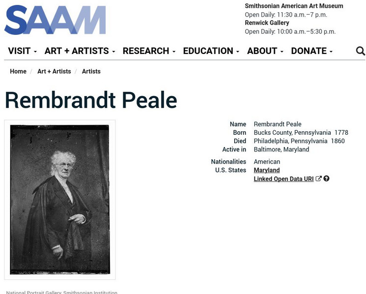 Smithsonian American Art Museum: Rembrandt Peale Handout Smithsonian American Art Museum: Rembrandt Peale Handout