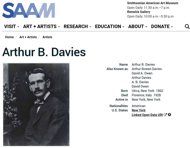 Smithsonian American Art Museum: Arthur B. Davies Handout Smithsonian American Art Museum: Arthur B. Davies Handout