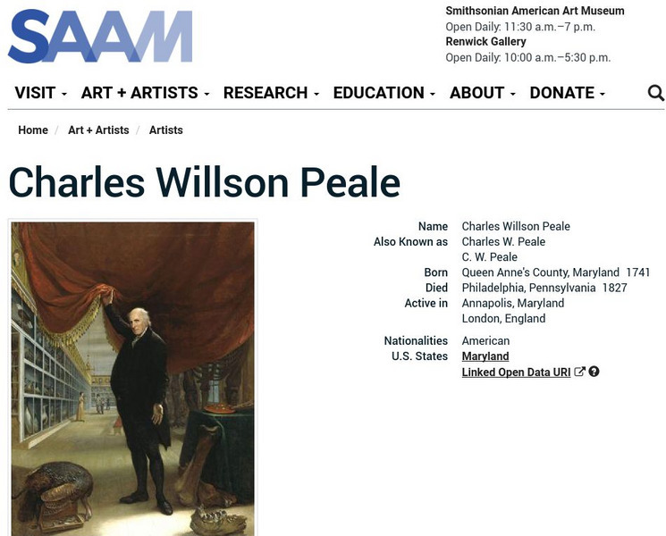 Smithsonian American Art Museum: Charles Willson Peale Handout Smithsonian American Art Museum: Charles Willson Peale Handout