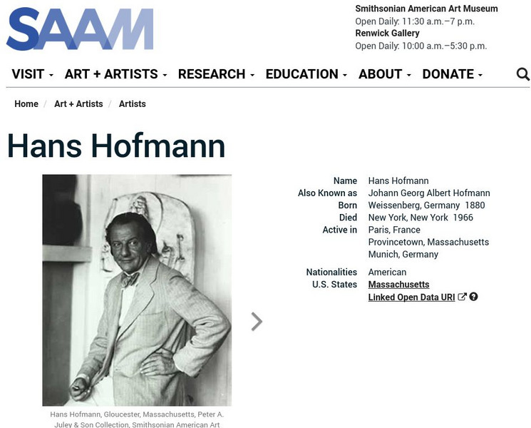 Smithsonian American Art Museum: Hans Hofmann Handout Smithsonian American Art Museum: Hans Hofmann Handout