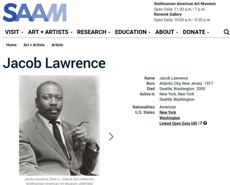 Smithsonian American Art Museum: Jacob Lawrence Handout Smithsonian American Art Museum: Jacob Lawrence Handout