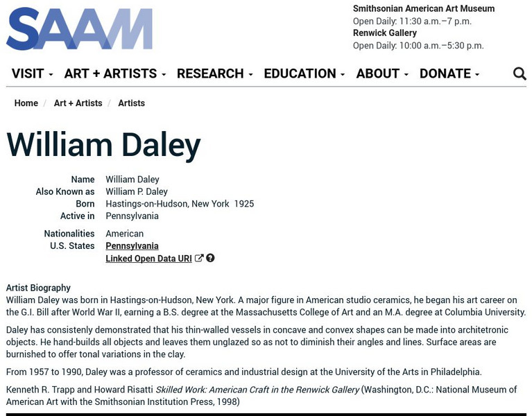 Smithsonian American Art Museum: William Daley Handout