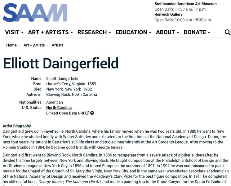 Smithsonian American Art Museum: Elliott Daingerfield Handout