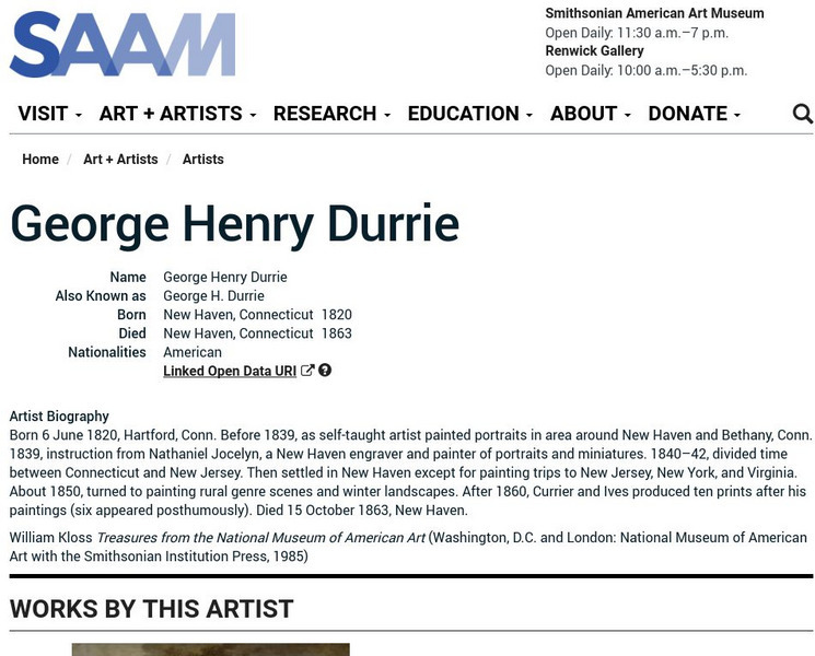 Smithsonian American Art Museum: George Henry Durrie Handout