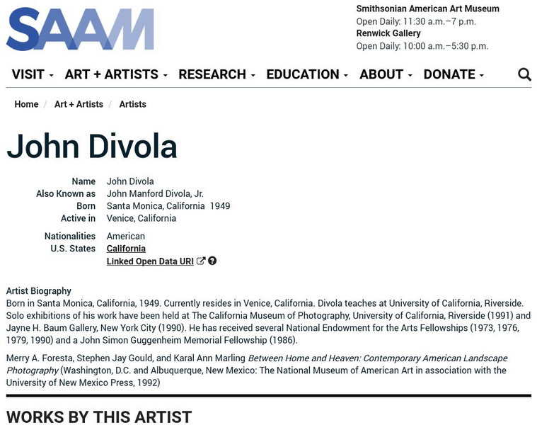 Smithsonian American Art Museum: John Divola Handout Smithsonian American Art Museum: John Divola Handout