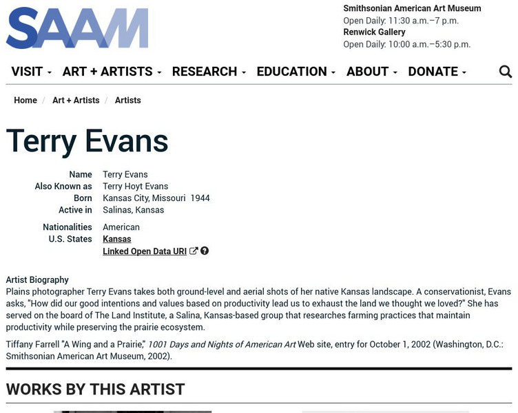 Smithsonian American Art Museum: Terry Evans Handout