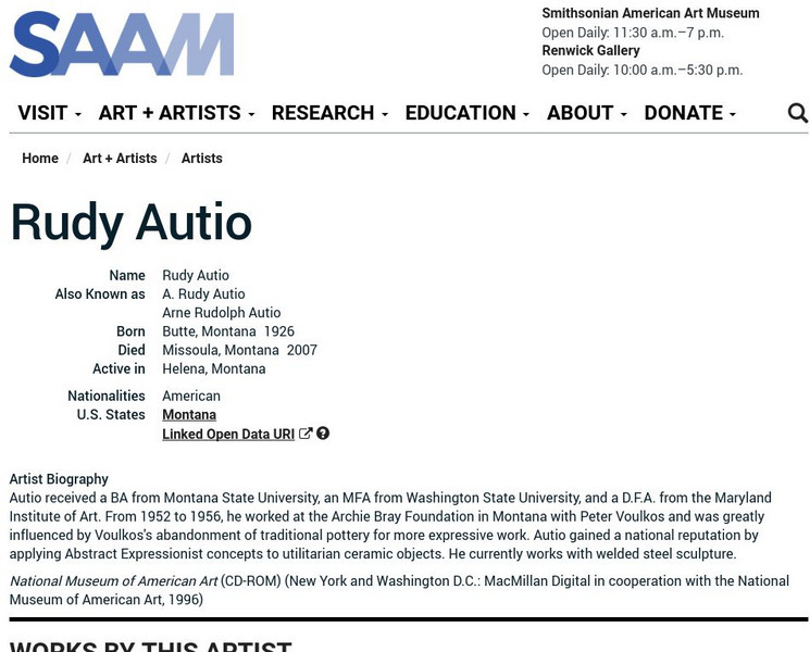 Smithsonian American Art Museum: Rudy Autio Handout