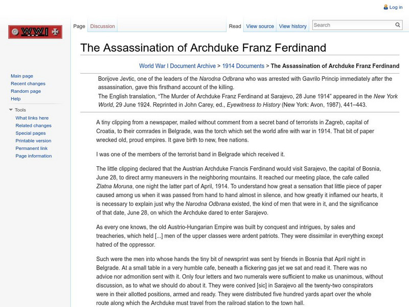 Brigham Young University: Assassination of Franz Ferdinand Primary Brigham Young University: Assassination of Franz Ferdinand Primary