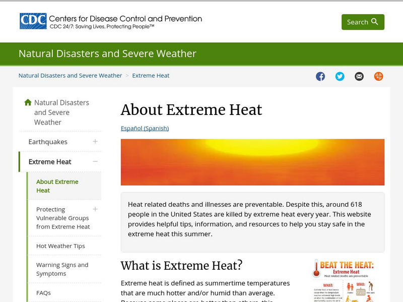 Centers for Disease Control: Extreme Heat Prevention Guide Handout Centers for Disease Control: Extreme Heat Prevention Guide Handout