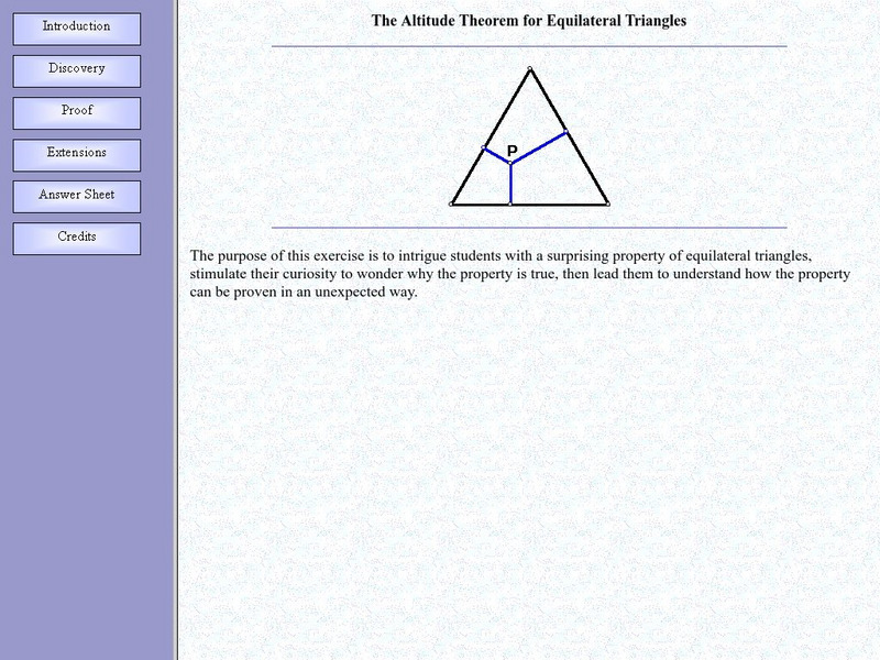 Duke University: Web Feats Ii: Altitude Theorem for Equilateral Triangles Activity Duke University: Web Feats Ii: Altitude Theorem for Equilateral Triangles Activity