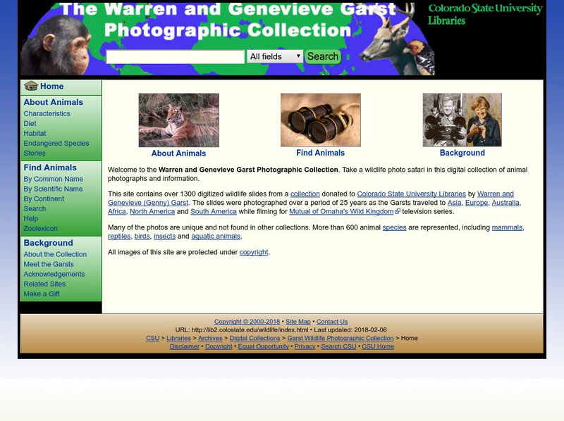 Colorado State University Libraries: Garst [Wildlife] Photographic Collection Website