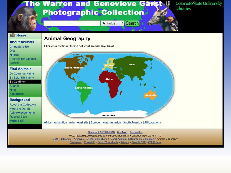 Colorado State University Libraries: Garst Collection: Animal Geography Interactive Colorado State University Libraries: Garst Collection: Animal Geography Interactive