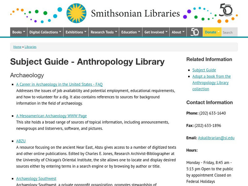 Smithsonian Institution: Anthropology on the Internet for K 12 Website Smithsonian Institution: Anthropology on the Internet for K 12 Website