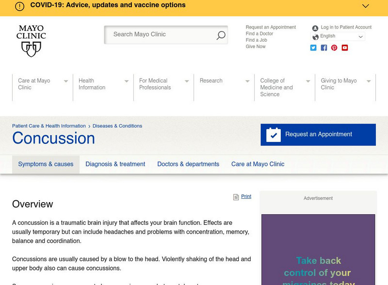 Mayo Clinic: Concussion Handout Mayo Clinic: Concussion Handout