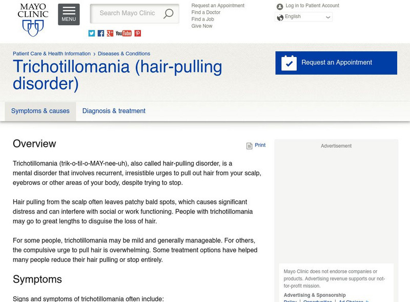 Mayo Clinic: Trichotillomania Website