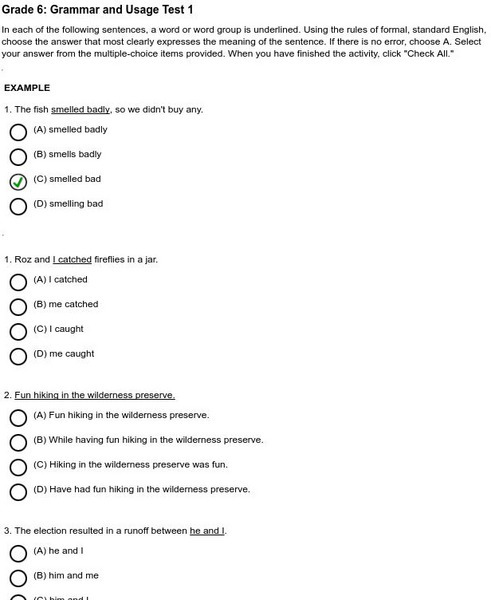 Holt, Rinehart and Winston: Grade 6: Grammar and Usage Test 1 Unknown Type Holt, Rinehart and Winston: Grade 6: Grammar and Usage Test 1 Unknown Type