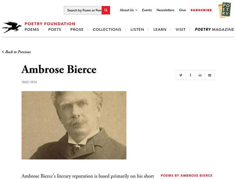 Poetry Foundation: Ambrose Bierce (1842 1914) Website Poetry Foundation: Ambrose Bierce (1842 1914) Website