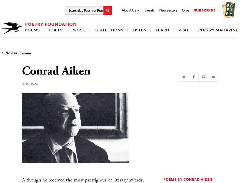 Poetry Foundation: Conrad Aiken (1889 1973) Website Poetry Foundation: Conrad Aiken (1889 1973) Website