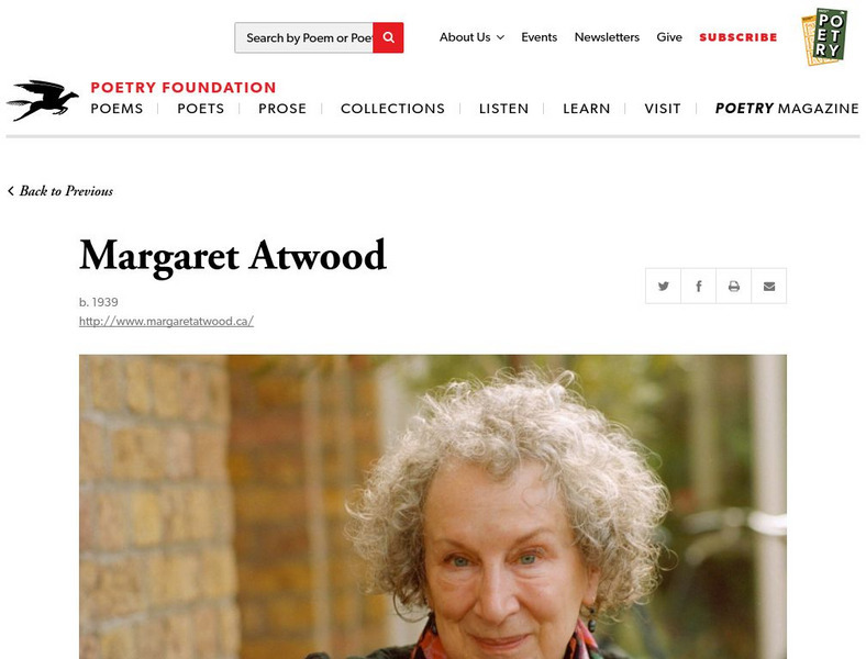 Poetry Foundation: Margaret Atwood Website Poetry Foundation: Margaret Atwood Website