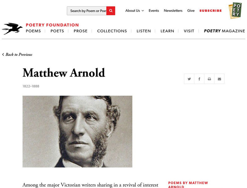 Poetry Foundation: Matthew Arnold (1822 1888) Website Poetry Foundation: Matthew Arnold (1822 1888) Website