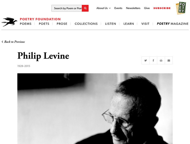 Poetry Foundation: Phillip Levine (1928 2015) Handout Poetry Foundation: Phillip Levine (1928 2015) Handout