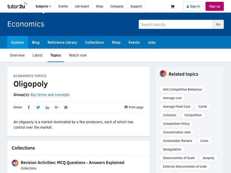 Tutor2u: Oligopoly Activity Tutor2u: Oligopoly Activity