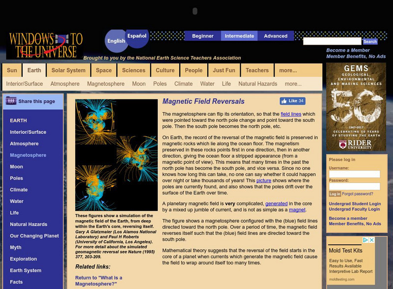Windows to the Universe: Magnetic Field Reversals Handout