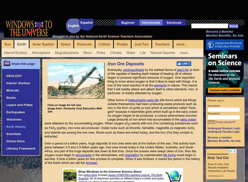 Nesta: Windows to the Universe: Iron Ore Deposits Handout Nesta: Windows to the Universe: Iron Ore Deposits Handout