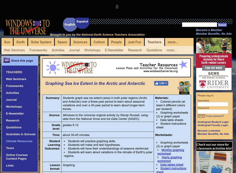 Windows to the Universe: Graphing the Extent of Sea Ice in Arctic and Antarctic Lesson Plan Windows to the Universe: Graphing the Extent of Sea Ice in Arctic and Antarctic Lesson Plan