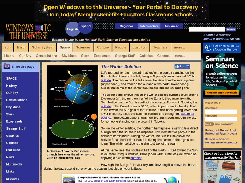 Windows to the Universe: The Winter Solstice Article Windows to the Universe: The Winter Solstice Article