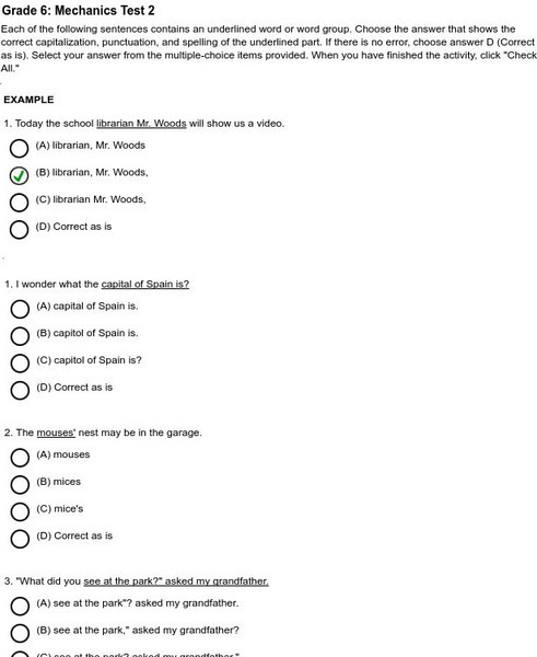 Holt, Rinehart and Winston: Grade 6: Mechanics Test 2 Unknown Type Holt, Rinehart and Winston: Grade 6: Mechanics Test 2 Unknown Type