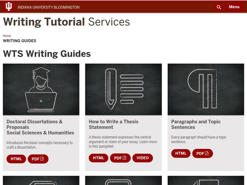 Indiana University: Wts: How to Write a Thesis Statement Handout