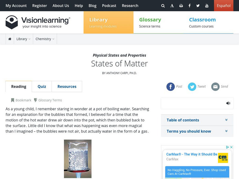 Vision Learning: States of Matter Unit Plan Vision Learning: States of Matter Unit Plan
