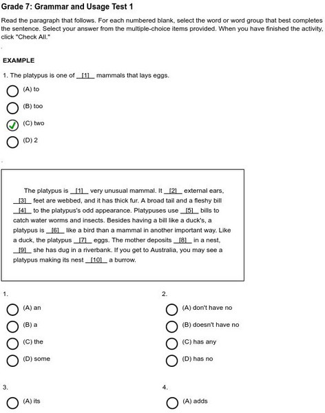 Holt, Rinehart and Winston: Grade 7: Grammar and Usage Test 1 Unknown Type Holt, Rinehart and Winston: Grade 7: Grammar and Usage Test 1 Unknown Type