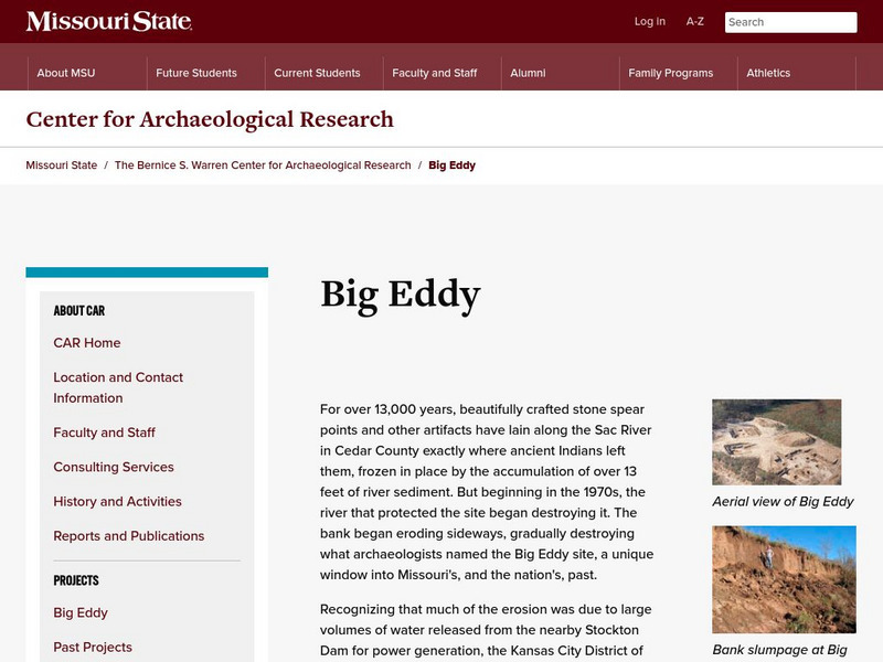 Missouri State University: Center for Archaeological Research: Big Eddy Website