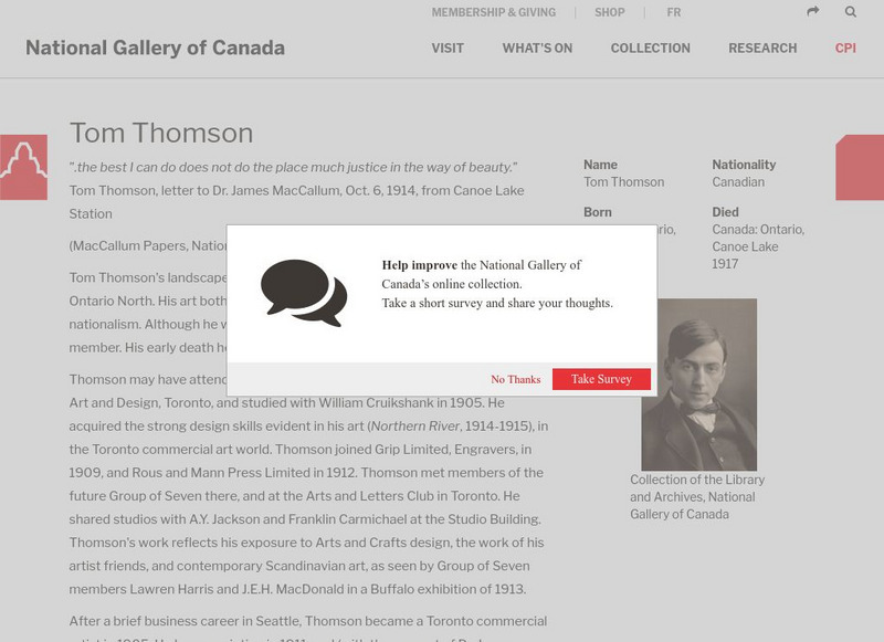National Gallery of Canada: Tom Thomson Handout National Gallery of Canada: Tom Thomson Handout