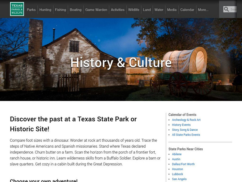 Texas Parks and Wildlife: History & Culture Website Texas Parks and Wildlife: History & Culture Website