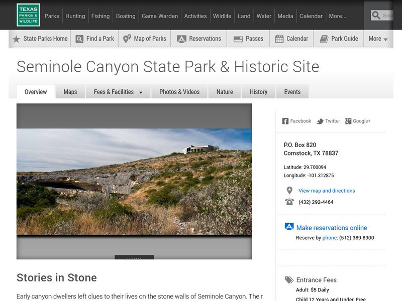 Texas Parks and Wildlife: Seminole Canyon State Park and Historic Site Website Texas Parks and Wildlife: Seminole Canyon State Park and Historic Site Website