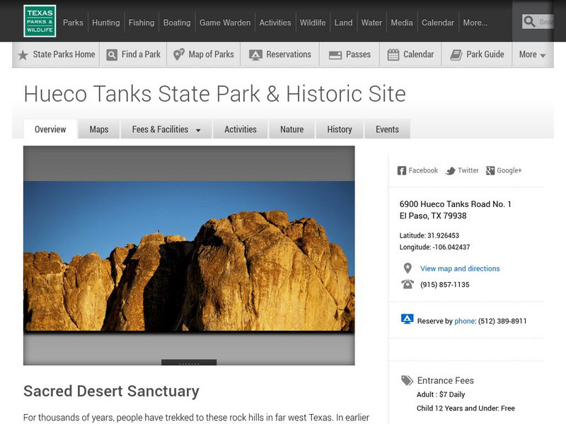 Texas Parks and Wildlife: Hueco Tanks State Park & Historic Site Website Texas Parks and Wildlife: Hueco Tanks State Park & Historic Site Website