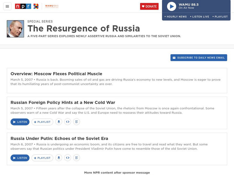 Npr: The Resurgence of Russia Audio Npr: The Resurgence of Russia Audio