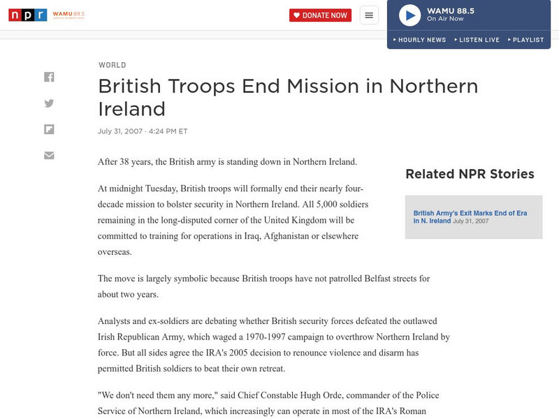 Npr: British Troops End Mission in Northern Ireland Article Npr: British Troops End Mission in Northern Ireland Article