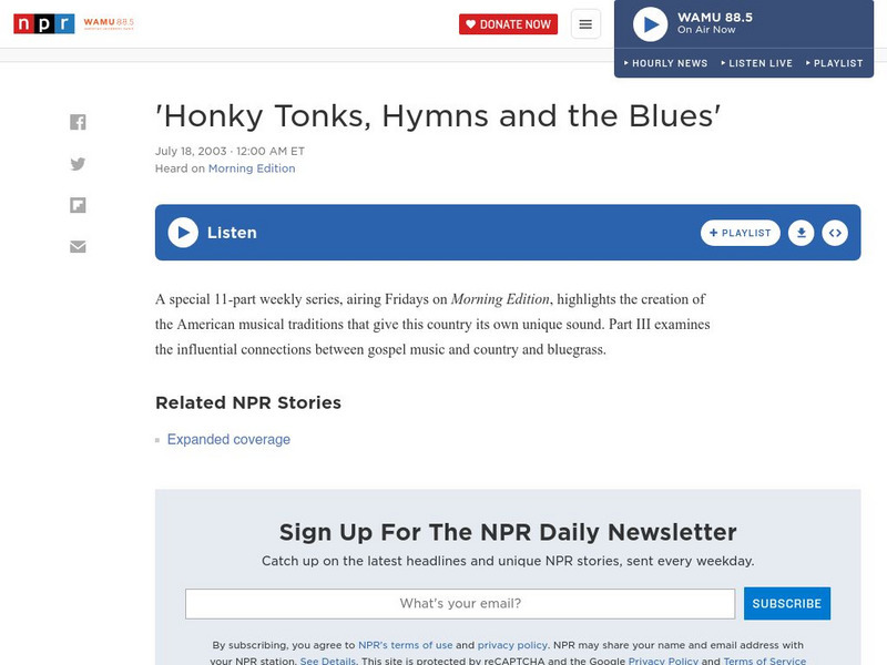 Npr: Honky Tonks, Hymns and the Blues Audio Npr: Honky Tonks, Hymns and the Blues Audio