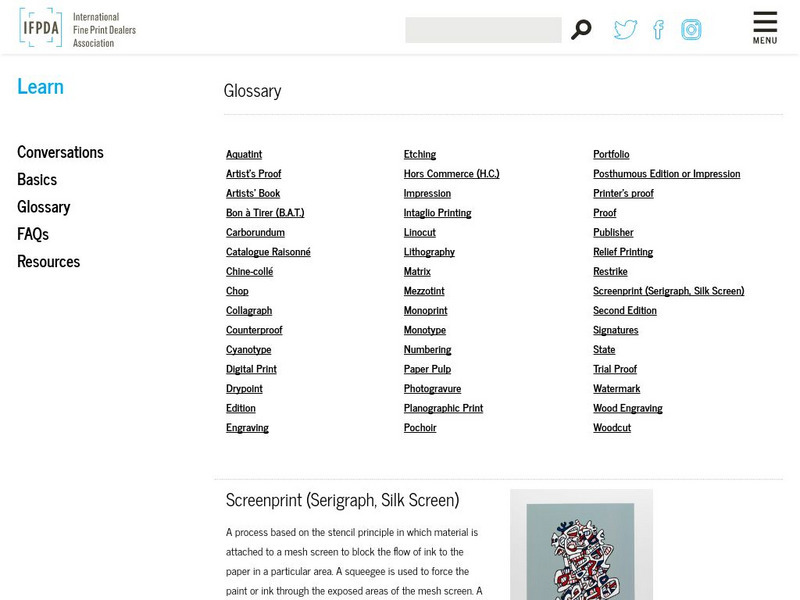 International Fine Print Dealers Assoc.: Screenprint (Serigraph, Silk Screen) Handout