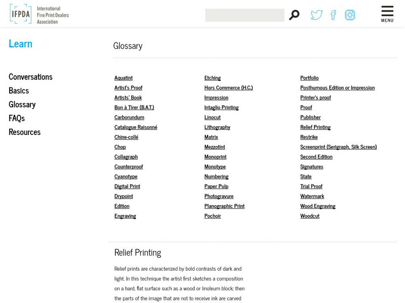 International Fine Print Dealers Association: Relief Printing, Defined Handout