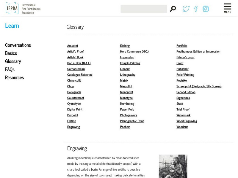 International Fine Print Dealers Association: Engraving, Defined and Illustrated Handout