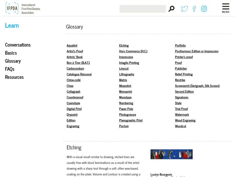International Fine Print Dealers Association: Etching, Defined and Illustrated Handout