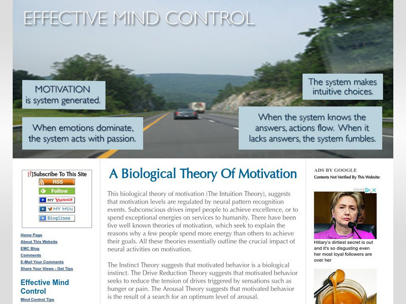 Effective Mind Control: A Biological Theory of Motivation Article Effective Mind Control: A Biological Theory of Motivation Article
